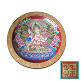 珊瑚红地青花珐琅彩描金佛图大盘