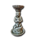 青釉童男烛台