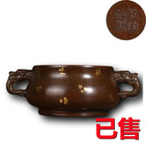 铜错金双龙耳香炉
